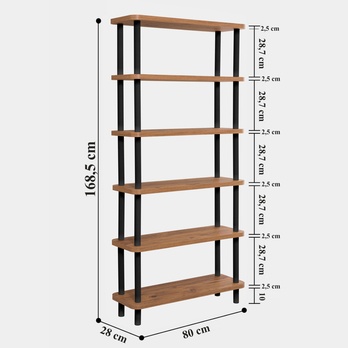 Regál/knižnica GALA borovica/čierna 4