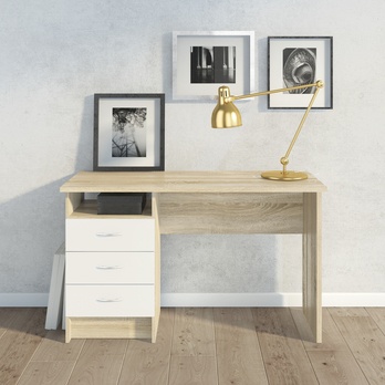 Písací stôl GALAHAM dub/biela 1