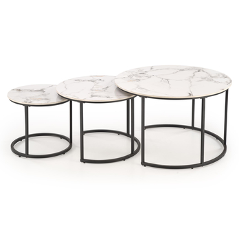 Konferenčný stolík GALDO biely mramor/čierna, sada 3 ks 2