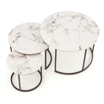 Konferenčný stolík GALDO biely mramor/čierna, sada 3 ks 4