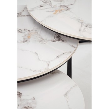 Konferenčný stolík GALDO biely mramor/čierna, sada 3 ks 5