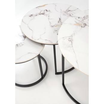 Konferenčný stolík GALDO biely mramor/čierna, sada 3 ks 7