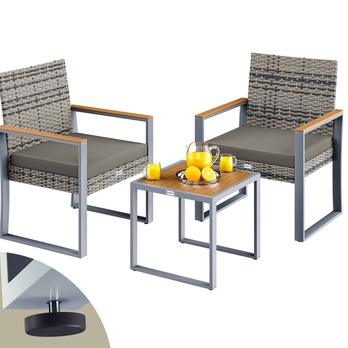 Balkónový set GALVAN sivá/akácia 2