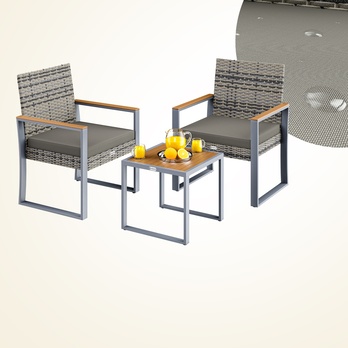 Balkónový set GALVAN sivá/akácia 3
