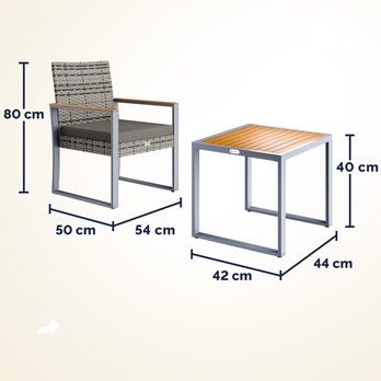 Balkónový set GALVAN sivá/akácia 6
