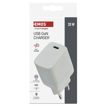 USB adaptér  GAN biela, 1x USB-C, 20W 2