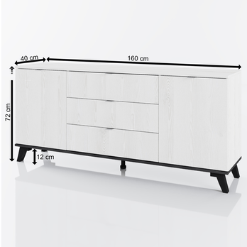 Komoda GARDA biely dub/čierny dub 1