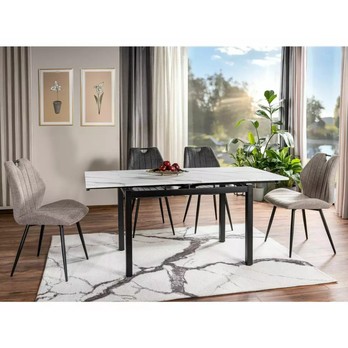 Jedálenský stôl GD017 biely mramor/čierna 1