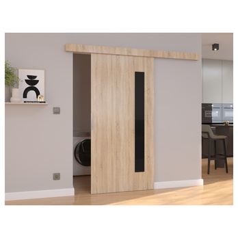 Posuvné dvere GELA 76 dub sonoma/čierna, 76x205 cm 1