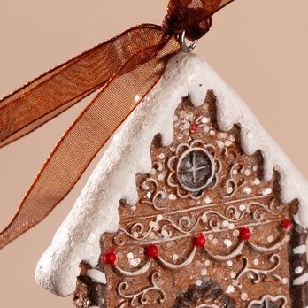 Dekorácia perníkový domček GINGERBREAD hnedá/biela, výška 9 cm 1