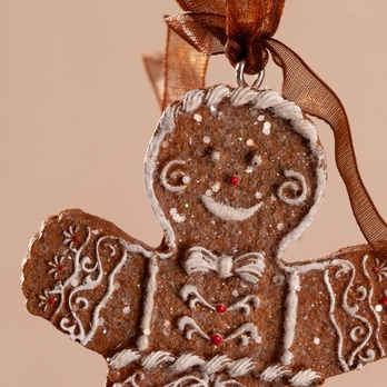 Dekorácia perníkový panáčik GINGERBREAD hnedá/biela, výška 9 cm 1