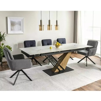 Jedálenský stôl GINISAS biela/dub, šírka 160 cm 1