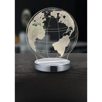 Stolná 3D LED lampa GLOBE chróm 1