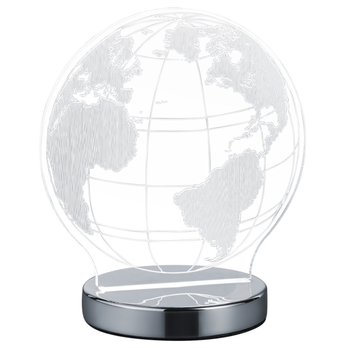 Stolná 3D LED lampa GLOBE chróm 3