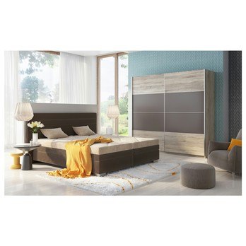 Polohovacia posteľ s matracom GLORIA hnedá/béžová, 180x200 cm 4