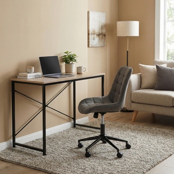 Písací stôl GLOWEN čierny kov/dub divoký 1