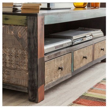 Tv stolík GOA mangovník/akácia/kovové aplikácie, šírka 150 cm 3