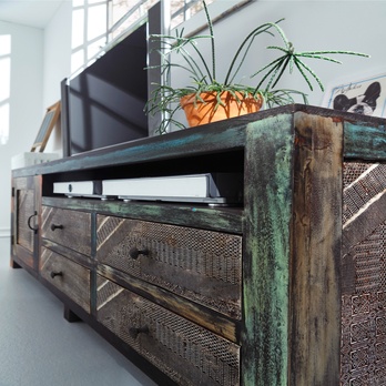 TV stolík GOA mangovník/akácia/kovové aplikácie, šírka 180 cm 3