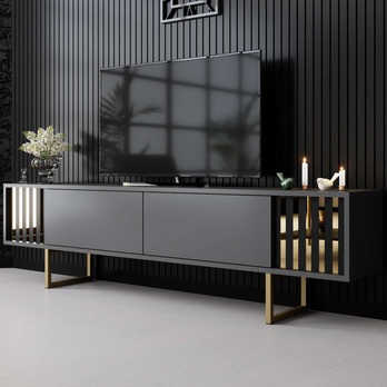 TV komoda GOLD LINE 2 antracitová/zlatá 5