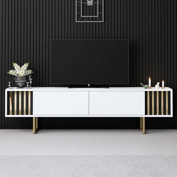 TV komoda GOLD LINE 2 biela/zlatá 3