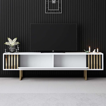TV komoda GOLD LINE 2 biela/zlatá 4