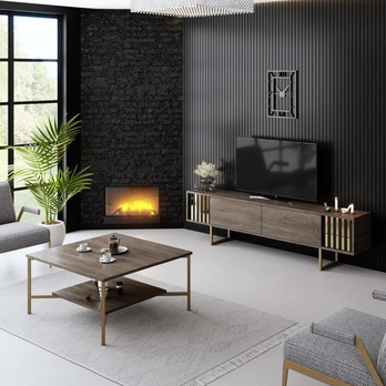 TV komoda GOLD LINE 2 orech/zlatá 1