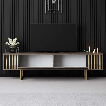 TV komoda GOLD LINE 2 orech/zlatá 4