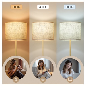 Stojacia lampa GOLDEE čierna/béžová 3