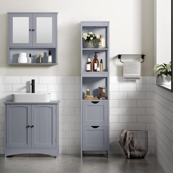 Vysoká kúpeľňová skrinka GORDES svetlosivá 1