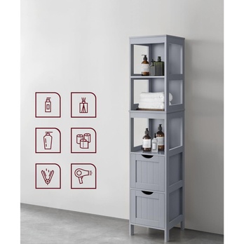 Vysoká kúpeľňová skrinka GORDES svetlosivá 2