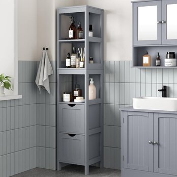 Vysoká kúpeľňová skrinka GORDES svetlosivá 3