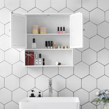 Kúpeľňová skrinka so zrkadlom GORDES biela 4