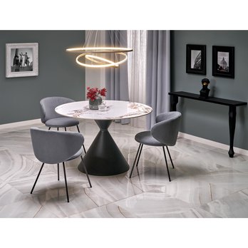 Jedálenský stôl GORIT biely mramor/čierna 1
