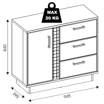 Komoda GRACIA MR2 biela/čierna 6