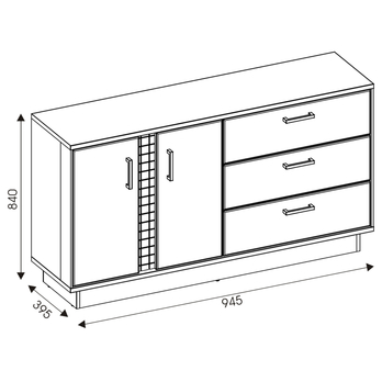 Komoda GRACIA MR3 biela/čierna 6