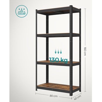 Skladovací regál GRADE IV hnedá/čierna 6