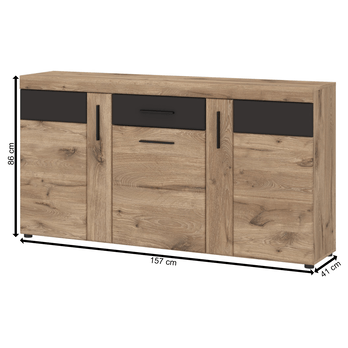 Komoda GRANO 3D1Z dub viking/sivá 3