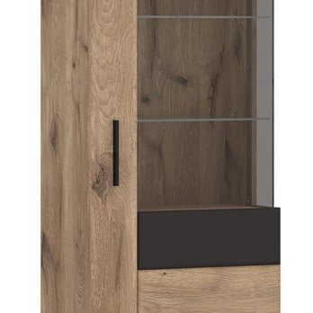 Vitrína GRANO pravá, dub viking/sivá 2