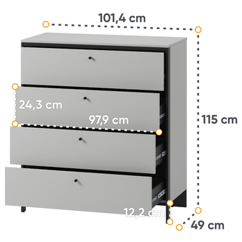 Komoda GRIS GS-03 sivá/čierna 9
