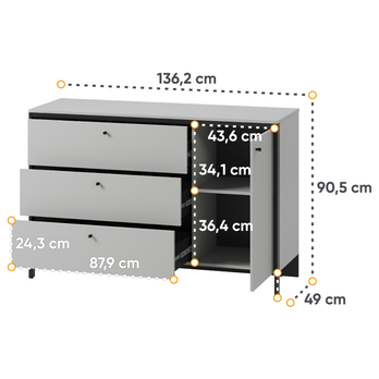 Komoda GRIS GS-04 sivá/čierna 11
