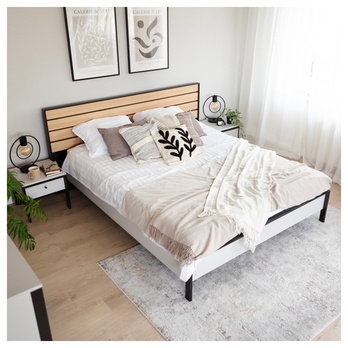 Posteľ s roštom GRIS sivá/čierna/dub, 160x200 cm 1