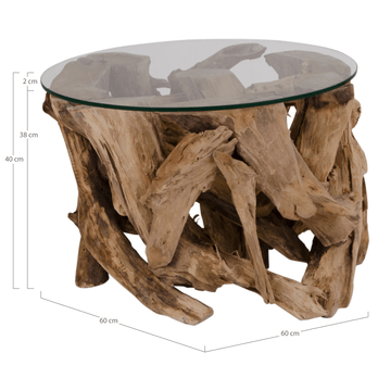Konferenčný stolík  GROND teak/sklo 4