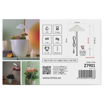Pestovateľská lampa GROW Z7901 biela 7