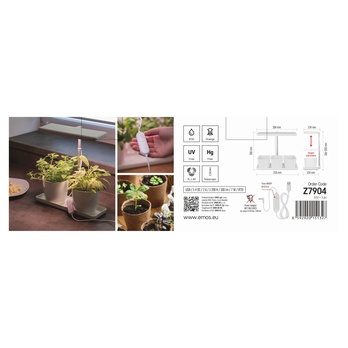 Pestovateľská lampa GROW Z7904 biela 9