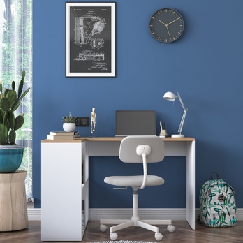 Písací stôl HALL dub/biela 4