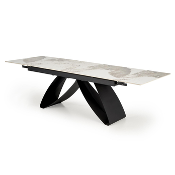 Jedálenský stôl HALORAU biely mramor/čierna 2