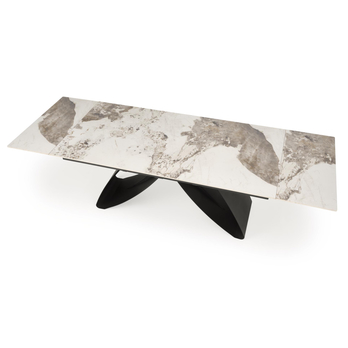 Jedálenský stôl HALORAU biely mramor/čierna 5