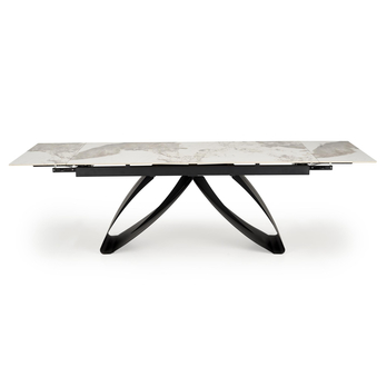 Jedálenský stôl HALORAU biely mramor/čierna 6