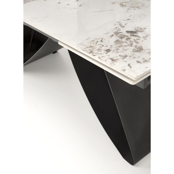 Jedálenský stôl HALORAU biely mramor/čierna 8