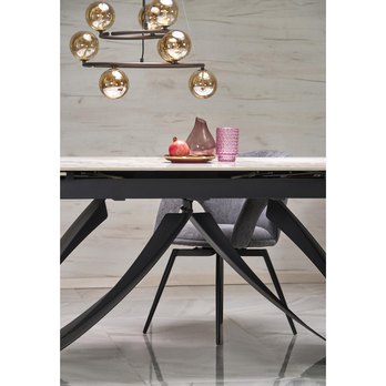 Jedálenský stôl HALORAU biely mramor/čierna 10